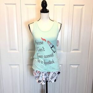 Spoiled Angel Womens 2pc Cute Lipstick Sleepwear Pajama Set